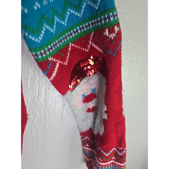 Santa Sequined Christmas Sweater Womens Large Festive Holiday Cozy Ho Ho Ho - Picture 6 of 12